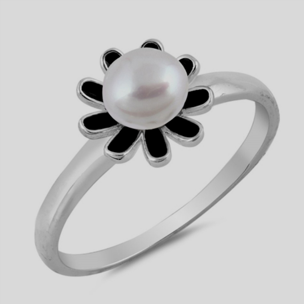 STERLING Silver 925 Stone Ring - Flower